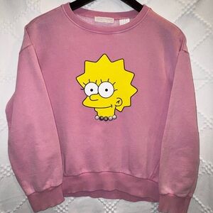 Zara Girls the Simpsons Lisa Simpson Pink Sweatshirt 11-12